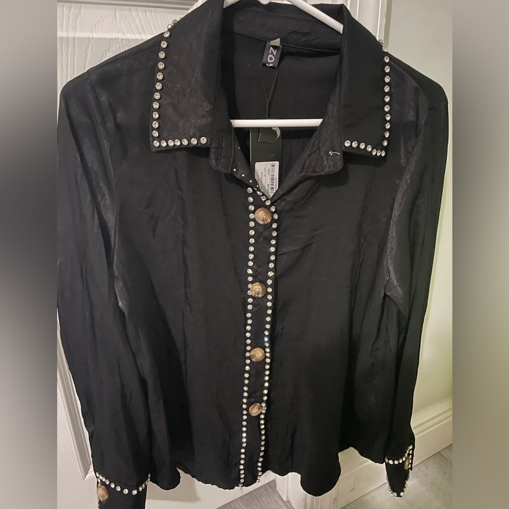 Rhinestone buttoned down